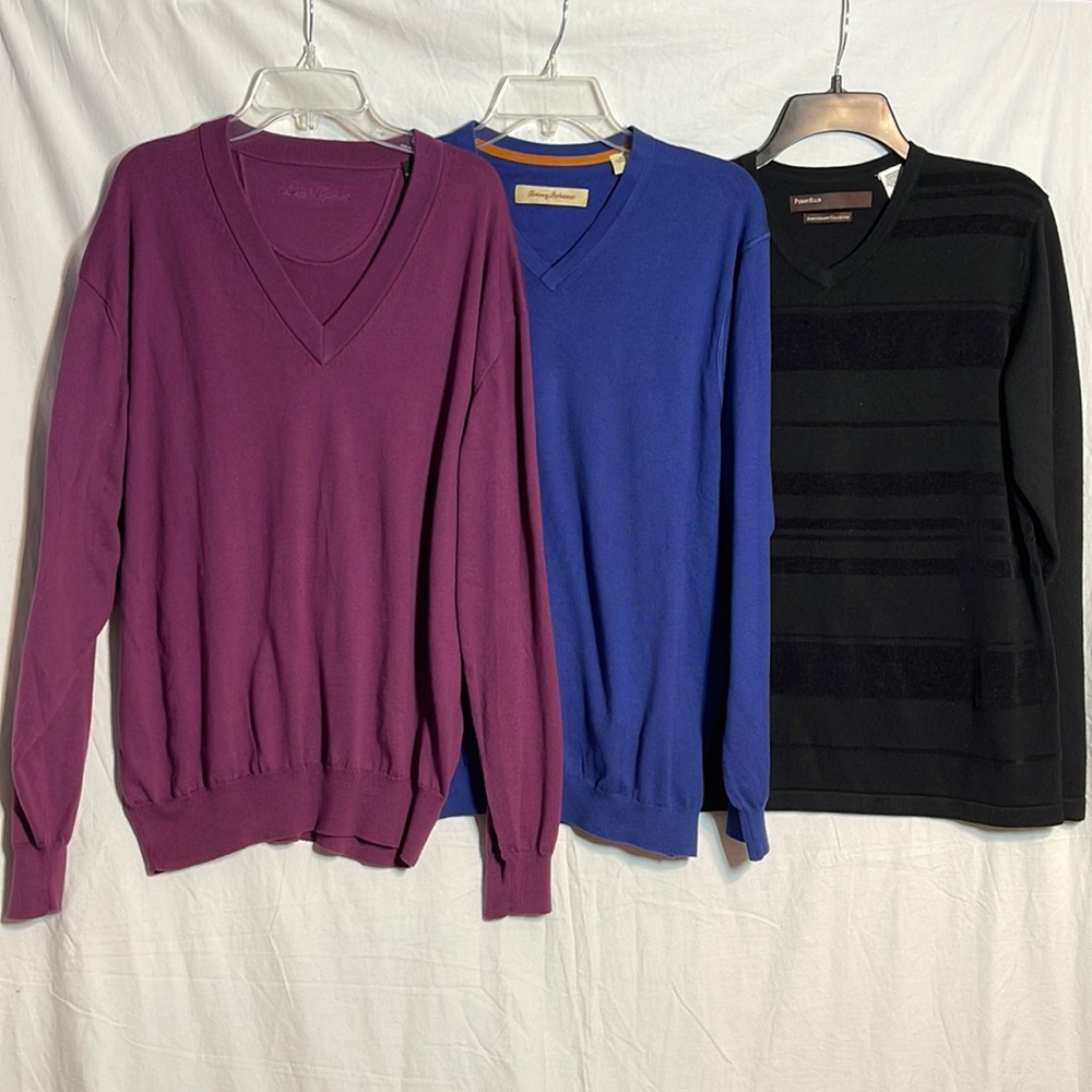 Bundle of Mens Sweaters Vneck Medium Tommy Bahama Ben Hogan Golf M Purple Blue